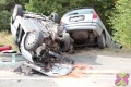 Czołowe zderzenie aut na drodze do Rokitek